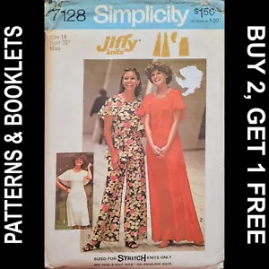 Vintage Simplicity Jiffy Strickkleid oder Top & Hose Muster #7128 Größe 14 UNGESCHNITTEN - Bild 1 von 6