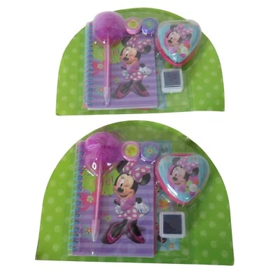 Minnie Mouse Kids Stationary Set Notebook Pom Pen Mini Storage Lot of 2 NEW - Image 1 of 3