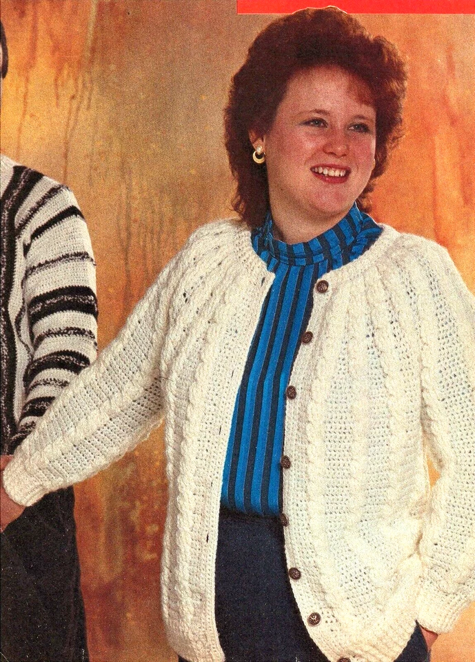 CLASSIC Ladies' Cable Sweater/Cardigan/Jacket/Crochet Pattern INSTRUCTIONS ONLY - Image 1 of 1