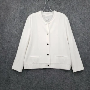 Peck & Peck Jacket Womens M Medium White Buttoned Pocket Long Sleeves Fleece - Picture 1 of 8