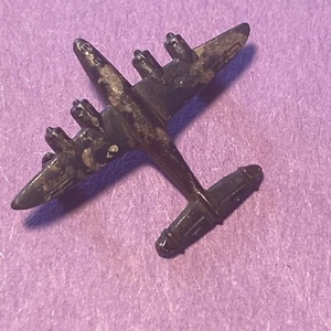 Vintage Cracker Jack Black Metal Prize Charm Pin Back Plane Aircraft Jet - Picture 1 of 4