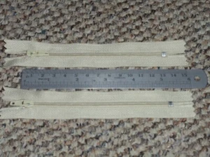 Beige zips 5"/13cm clothes and bags - replacement set of 2 - closed ends - Picture 1 of 8