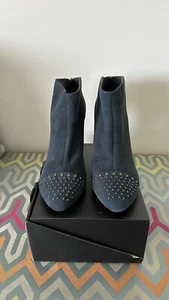 Suede Navy Ankle Boots - Size 9 - Picture 1 of 4