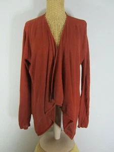 East Brand Womens 12 Terracotta Brown LS Open Front 100% Linen Cardigan Sweater - Picture 1 of 7