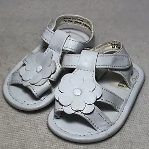 Infant Baby Girls 0-6 Months Sandal Faux Leather Strap Floral White - Picture 1 of 7