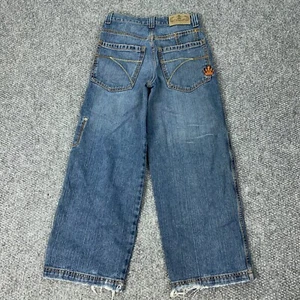 Vtg JNCO Jeans Boys Size 12 (25x25) Faded Embroidered Crown Baggy Skater 90s - Picture 1 of 23