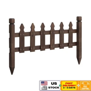 Natural Wood Garden Picket Fence Set of 5 Panels W/ Posts & Hardware Outdoor - Picture 1 of 13