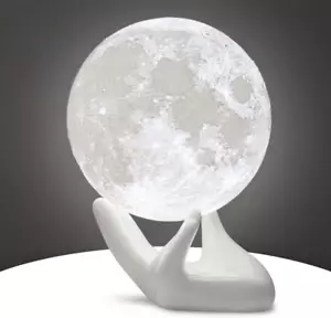 Moon Lamp, 3.5 Inch 3D Printing Lunar Lamp Night Light with White Hand Stand as - Picture 1 of 7