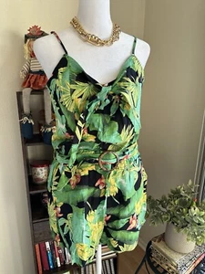 Nicole Miller Women’s Green Sleeveless Crop Top High Waisted Shorts Set - Sz S - Picture 1 of 13