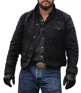 MENS YELLOWSTONE BLACK COTTON LEATHER COLE HAUSER RIP WHEELER STYLISH JACKET - Picture 1 of 5