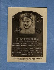 LOU GEHRIG, Yankees | Official Hall of Fame METALLIC plaque-card (1 of 1000)