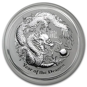2012 Australia 5 oz Silver Year of the Dragon BU - Picture 1 of 2