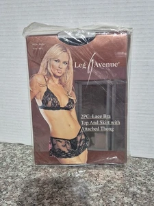 Top y falda sujetador de encaje Leg Avenue 8624 2 piezas con tanga adjunta talla mediana/grande - Imagen 1 de 2