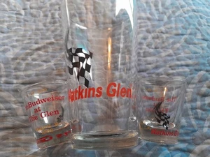 Watkins Glen Drinking Glass And 2 Shot Glasses Aug 9 1992 Budweiser 1 Of 500 - Picture 1 of 8