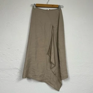 Wilfred Aritzia Tan Linen Asymmetrical Midi Skirt Womens 00 Lagenlook Artsy - Bild 1 von 9