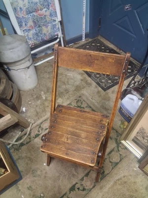 Dowd Vtg Wooden Folding Chairs Slats Rustic 2 Chairs - Image 1 of 4