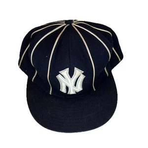 American Needle MLB Wool New York Yankees Pin Stripe Fitted Hat 7 1/2 ~ Vintage - Picture 1 of 6