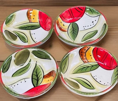 4 cuencos para servir aceite de chef mimados pintados a mano pan de tomate mozzarella albahaca Foto 1 de 4