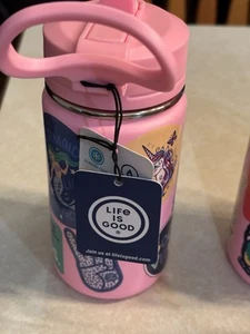 Life is Good Stainless Steel, Kids Water Bottle 14oz With Straw New Bubblegum - Picture 1 of 6