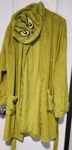 The Grinch Night Robe Large Soft Cozy Embroidered Detail Long Sleeve Waist Lace - Picture 1 of 7