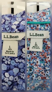 Lot 2 LL Bean Blue Floral Shirts L Long Sleeve Button Up Collar Cotton Stretch - Picture 1 of 19
