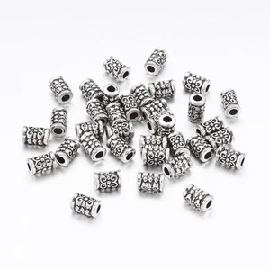 Antique Silver Metal Alloy Beads Tube Spacer 5x7mm Pack Of 30 - Picture 1 of 1