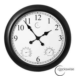 24-inch Large Outdoor Wall Clock Thermometer Combo, Waterproof Hygrometer - Picture 1 of 12