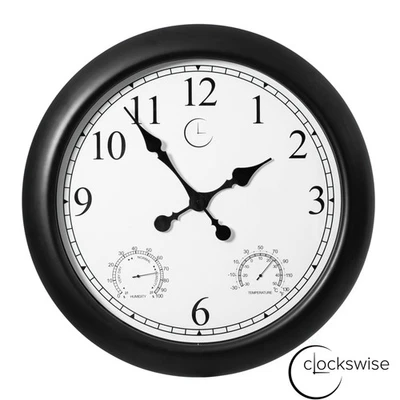 24-inch Large Outdoor Wall Clock Thermometer Combo, Waterproof Hygrometer - Image 1 of 4