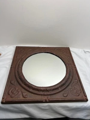 Espelho de parede decorativo vintage com estrutura de metal 12 x 12 polegadas - Imagem 1 de 4