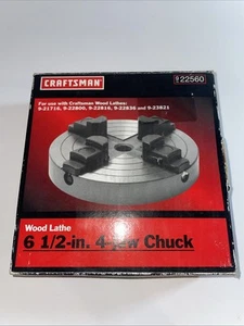 Mandril de torno de madera Craftsman 6 1/2" 4 mordazas #922560 se adapta a husillos de 3/4"-16 TPI NUEVO EN CAJA - Imagen 1 de 10