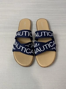 Nautica Slip On Sandals Zilpah Slides Blue Logo Women's Size 9.5 NEW - Picture 1 of 4