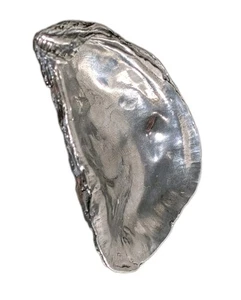 Vintage Oyster Pewter Silver Trinket Dish Heavy - Picture 1 of 10