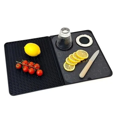 Alfombrilla de Bar, Accesorios de Bar, Multifuncional Plegable Cóctel 18"L x 12"W Negra Foto 1 de 4