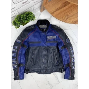 Yamaha Racing Leather Pvc Moto Jacket with Protection Black/Blue Size M - Picture 1 of 17