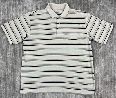 Camisa Polo Windham Pointe Vintage Hombre Extra Grande Beige Negro Rayas Años 90’s Foto 1 de 4