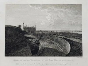 VEDUTA LONTANA DI SERINGAPATAM, MYSORE, INDIA di Robert Home, rara incisione 1794 - Foto 1 di 1