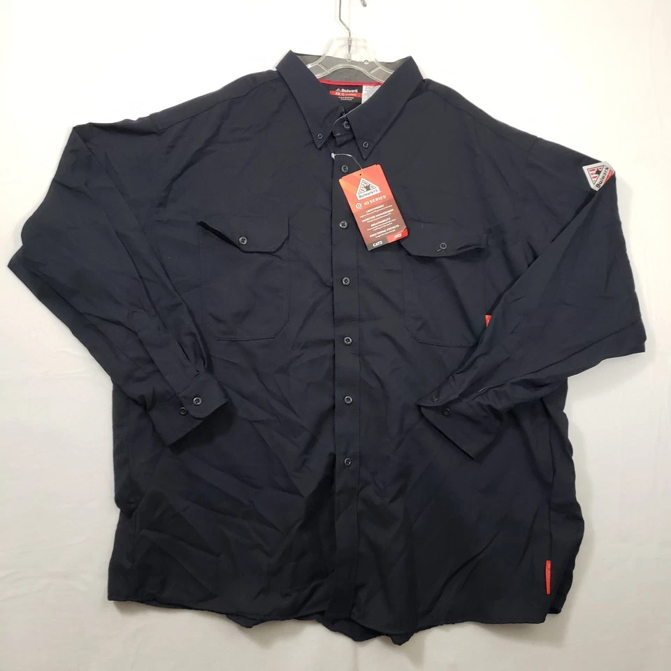 3 Bulwark Men's iQ Series blue button up flame resistant style# qs50nv lot LG