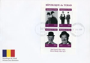 Chad 2019 FDC Stan Laurel Oliver Hardy 4v M/S Cover Actors Famous People Stamps - Picture 1 of 1