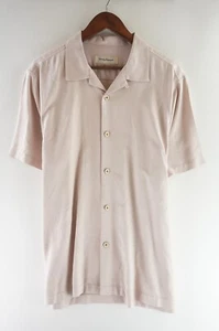 Camisa Tommy Bahama Talla Grande Rosa Sólida Abotonada Manga Corta Seda Rayón Hombres - Imagen 1 de 9