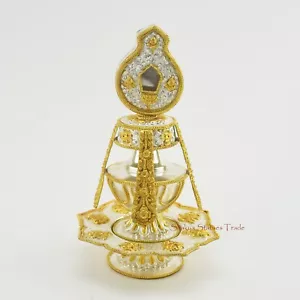 Tsebo budista tibetano tallado a mano enchapado en oro y plata - jarrón de larga vida, Nepal - Imagen 1 de 5