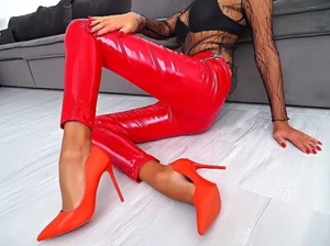 Mellisa Original Diseñador Tacones Altos Clásicos Puntiagudos Bombas Naranja 36 - Imagen 1 de 8