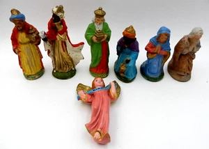 VINTAGE SET 7 GUSSHARZ WEIHNACHTEN BETHLEHEM KRIPPE KRIPPENFIGUREN - Bild 1 von 20