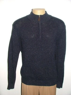 MENS JOS A BANK 1/2 ZIP SWEATER SIZE L LAMBSWOOL NYLON BLUE SOLID  #240 - Image 1 of 4