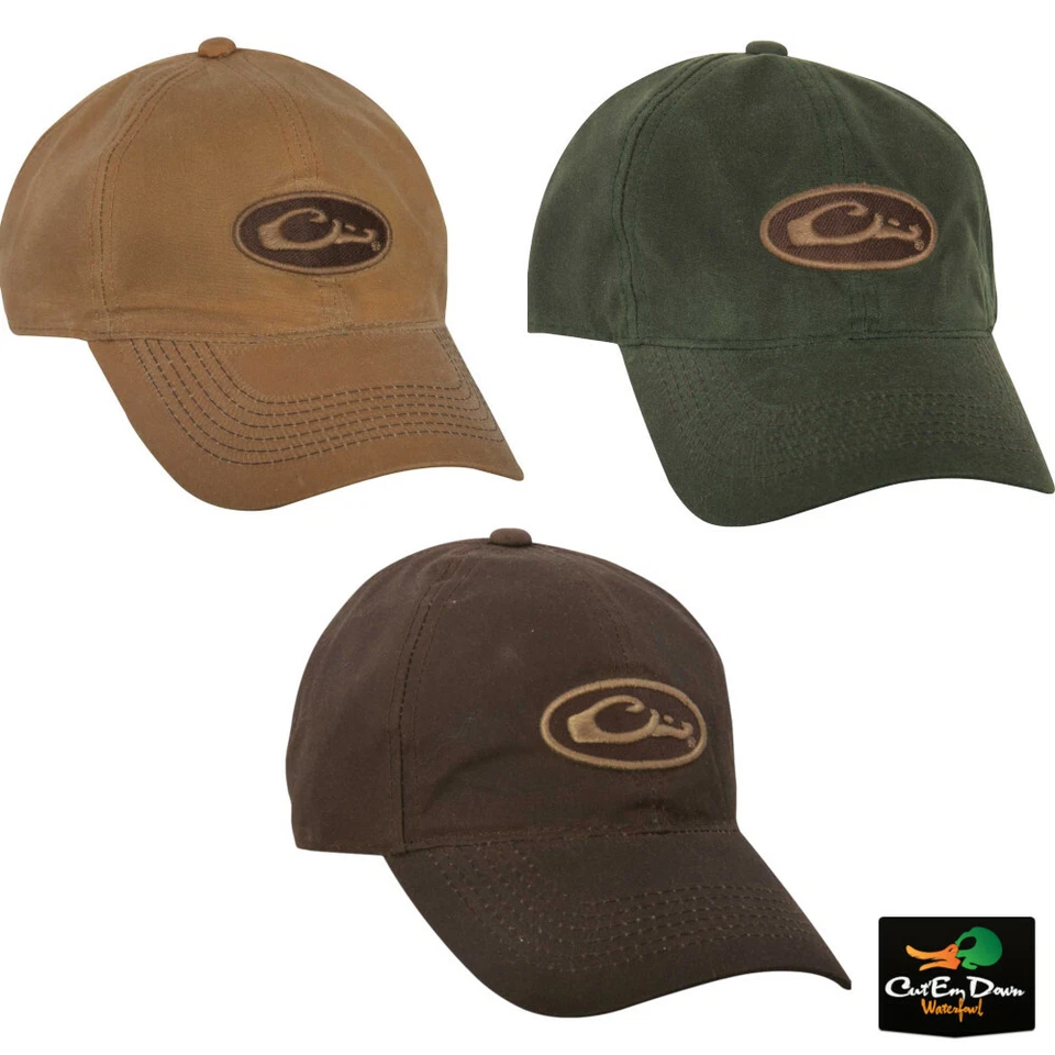 DRAKE WATERFOWL SYSTEMS 8OZ WAXED COTTON LOGO BALL CAP HAT ADJUSTABLE OSFM - Image 1 of 1