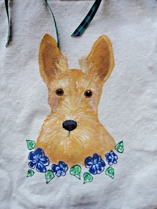 Scottish Terrier Wheaten Hand Painted Canvas Tote Bag name free! Book Bag - Picture 1 of 6