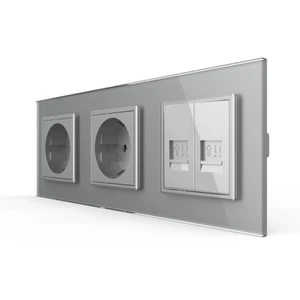 Enchufe de pared LIVOLO Schuko + red LAN Ethernet vidrio UP gris - Imagen 1 de 9