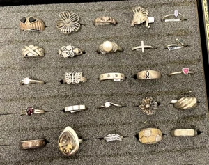 Lot Of 25 925 Sterling Silver Rings, See photos - Picture 1 of 19