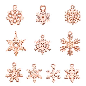 100 PIEZAS Dijes Navidad Copo de Nieve Aleación de Oro Rosa 10-25 mm Colgante Joyería Artesanía - Imagen 1 de 9