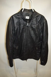 Armani Collezioni Blouson Leather Jacket With Light Blue Lining Men's Size 56 - Picture 1 of 20