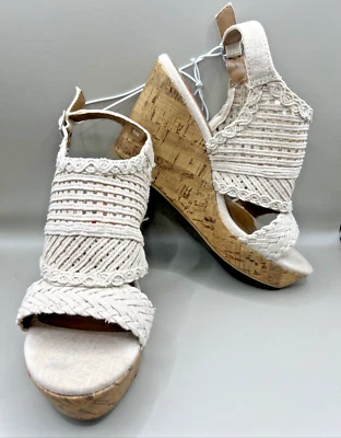 Nuevo Zapato Sandalia Jelly Pop Para Mujer Tacón de Cuña Marfil Hebilla Cordones - Talla 6 Foto 1 de 4